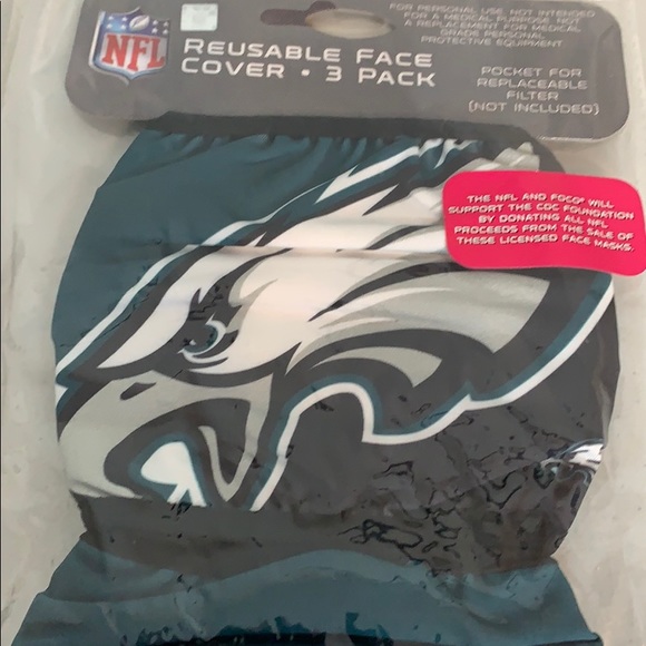 Adult Philadelphia Eagles FOCO Face Covering 3-Pk - Picture 7 of 9